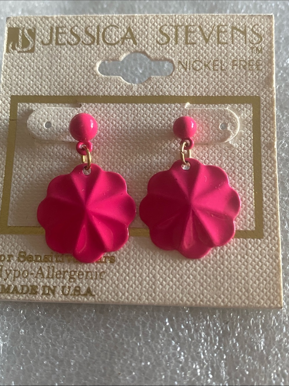 Jessica Stevens Pink Floral Drop Earrings